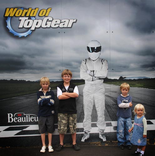 With the Stig. Small boys dreams (nearly) fulfilled. Ella's not so impresed by him though...