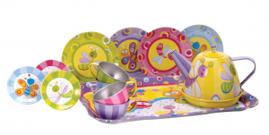 childs tin tea set flower bugs
