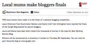working mummy bloggers in national award