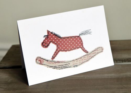 Pink Rocking Horse New Baby Card