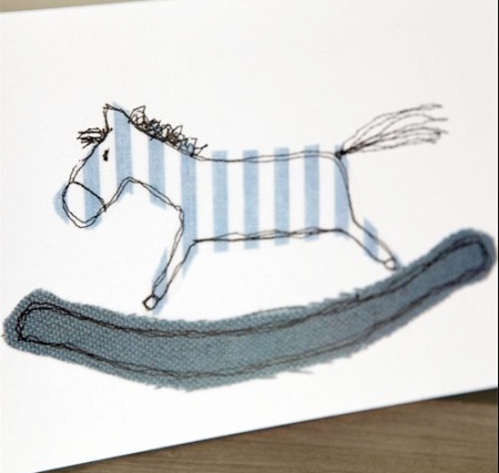 Blue Rocking Horse New Baby Card from Little Patch