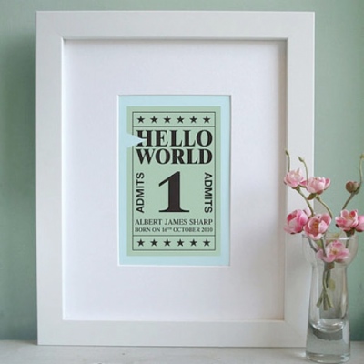 Hello World Nursery Art Framed Print