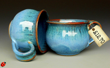 beautiful pottery soup mugs