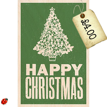 wooden christmas vintage card