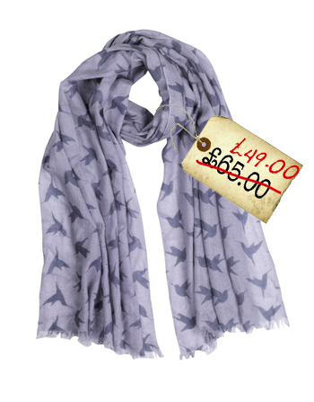 cashmere scarf bird print