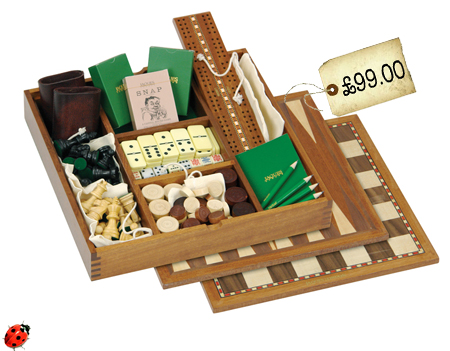 luxury wooden traditional games compendium