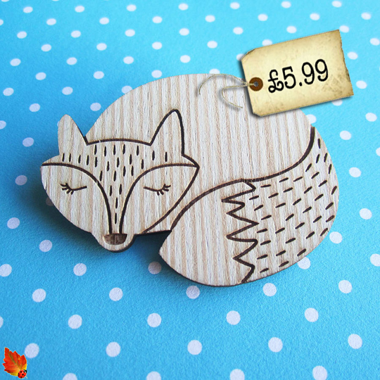 wooden fox broach