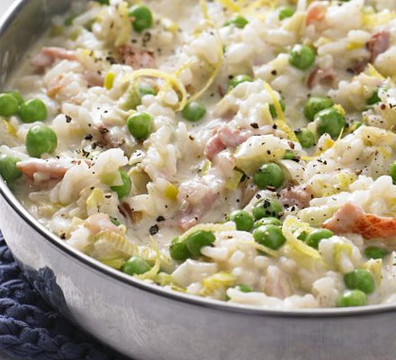 simple leek bacon risotto