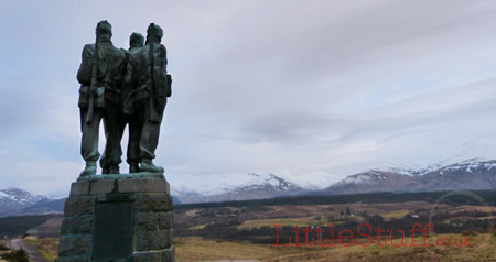 Some incredibly marvellous men (The SAS memorial) watching over Spean Bridge. Knoll Lodge is in the foothills of the mountain range in front of them, just at the edge of the pine tree line.