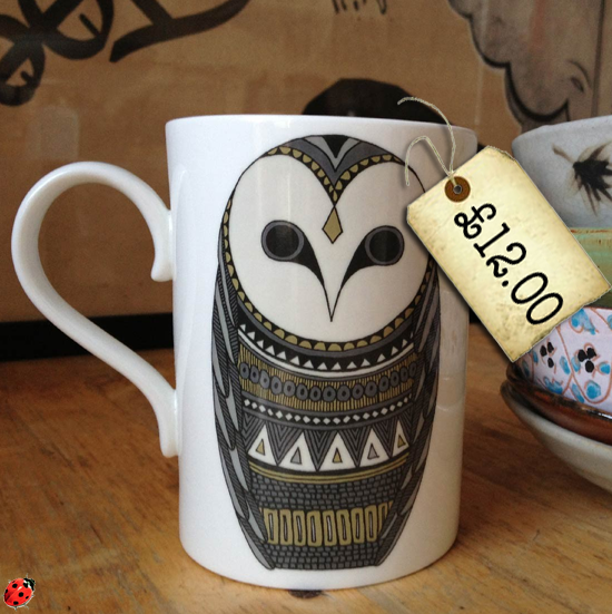elegant owl mug