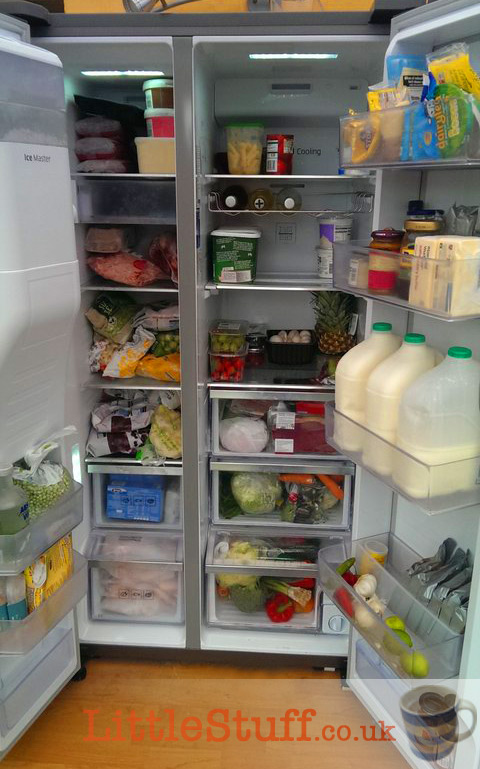 I'd had a massive 14-tray waitrose delivery (I know, because the delivery man informed me with a thrilled face how many there were...). Once it was all in the fridge freezer, there's STILL room to take more...