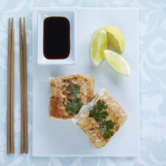 New Ken Hom recipes, just for #EarthHour  – Crackling Rice Paper Wrapped Salmon.