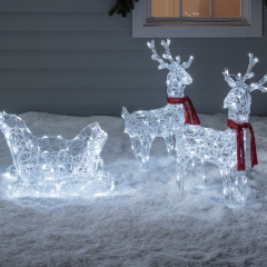 Reindeer & Sleigh Battery Acrylic Christmas Figure | Pre-Christmas Shopping