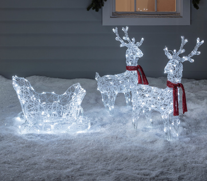 Reindeer & Sleigh Battery Acrylic Christmas Figure | Pre-Christmas Shopping