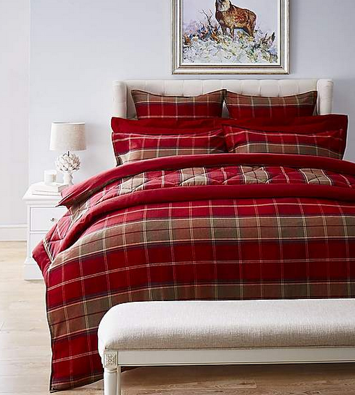 Brushed Cotton Red Duvet Cover And Pillowcase Set Pre Christmas