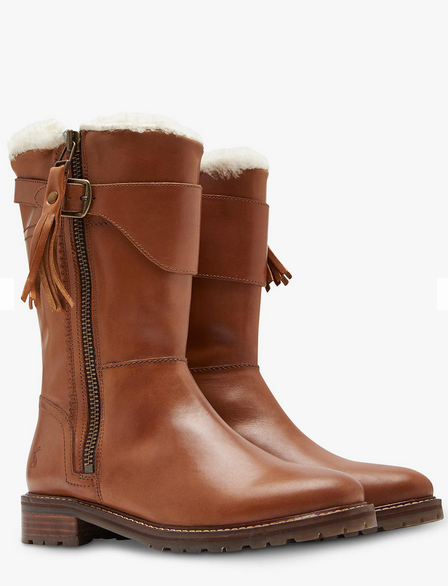 Joules Finchdale Block Heel Calf Boots, Tan Leather | #ChristmasGiftGuide