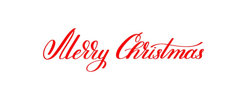 merry christmas red handwritten lettering inscription holiday phrase, typography banner with brush script, calligraphy vector illustration