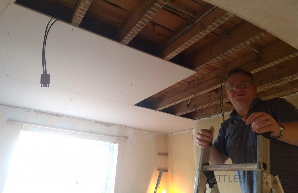 new plasterboard ceiling being fitted