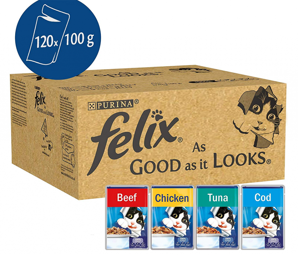 Felix As Good As It Looks Cat Pouches Mixed In Jelly, 100g (120 Pouches)    - Amazons top pet buys 