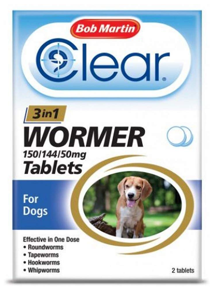 Bob Martin Clear 3-in-1 Wormer Tablets for Dogs (Pack of 2 Tablets )  