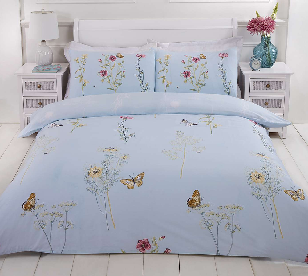 Rapport Home Laura Duck Egg Duvet Cover and Pillowcase Set - spring bedding makeover inspiration