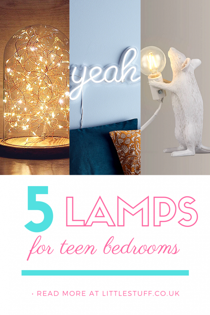 5 of the Coolest Lamps for a Teenager's Bedroom, with a range of lamps from neon wall lights to bao dumpling lamp.