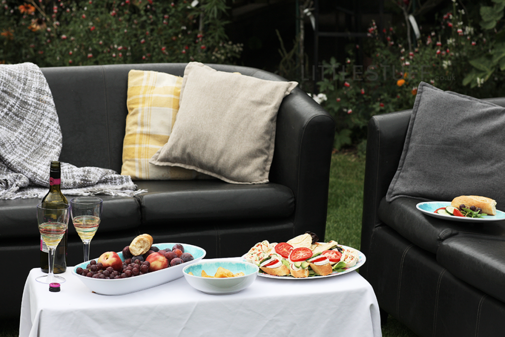 afternoon tea sandwiches in the garden